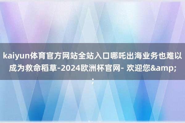 kaiyun体育官方网站全站入口哪吒出海业务也难以成为救命稻草-2024欧洲杯官网- 欢迎您&